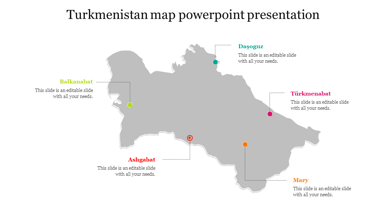 Turkmenistan map powerpoint presentation